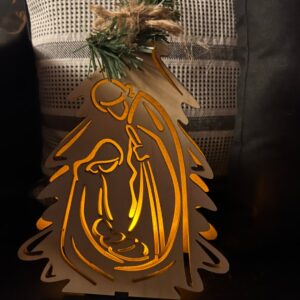 Product image and link for Christmas Tree with Holy Family Votive Holder